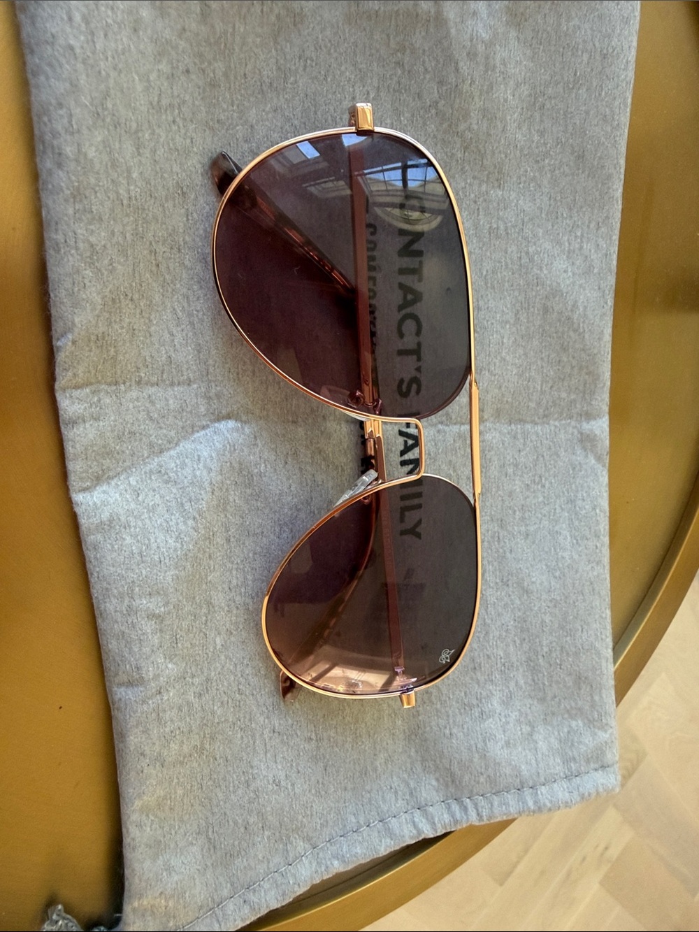 Drunk monster Rose Gold Metal Aviator Sunglasses with Brown Lenses 61口